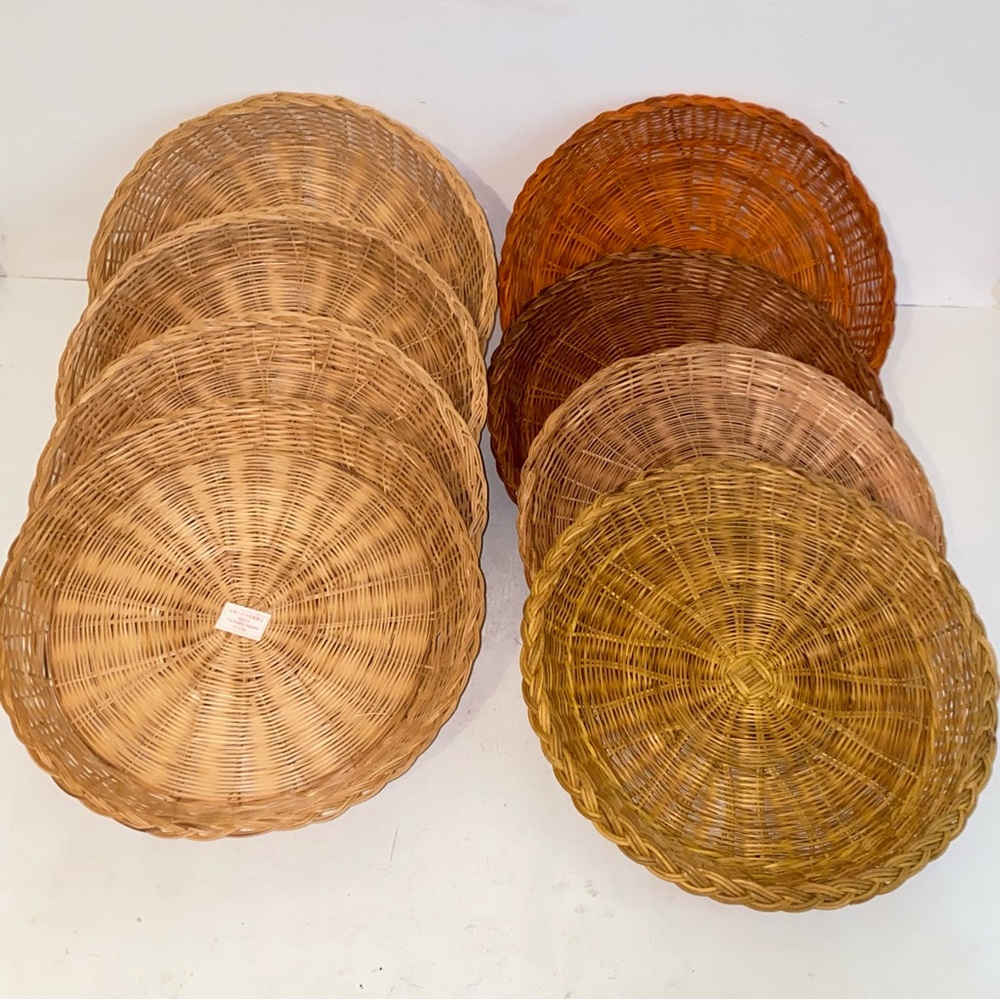 Vintage Set of 8 Assorted Woven Wicker 10" Paper Plate Holders